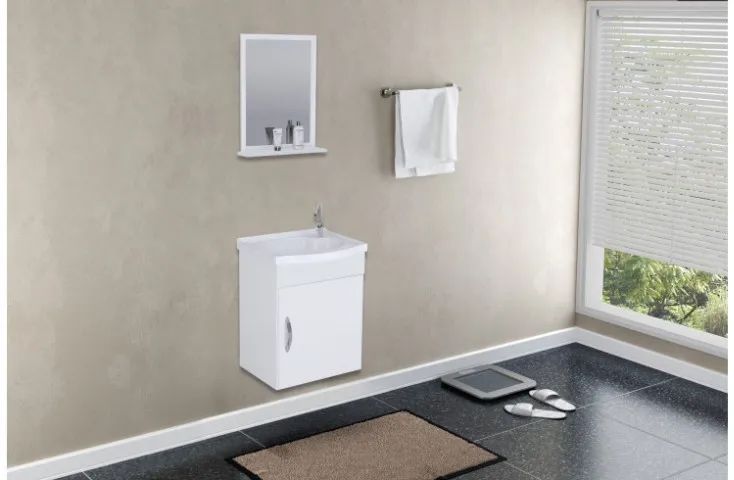 KIT SIENA SUSP. 1 PORTA 39cm + PIA + ESPELHO