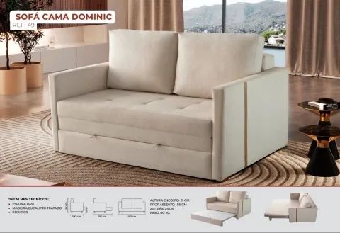 Sofá cama de 1.40m com tecido no linho  - Foto 2