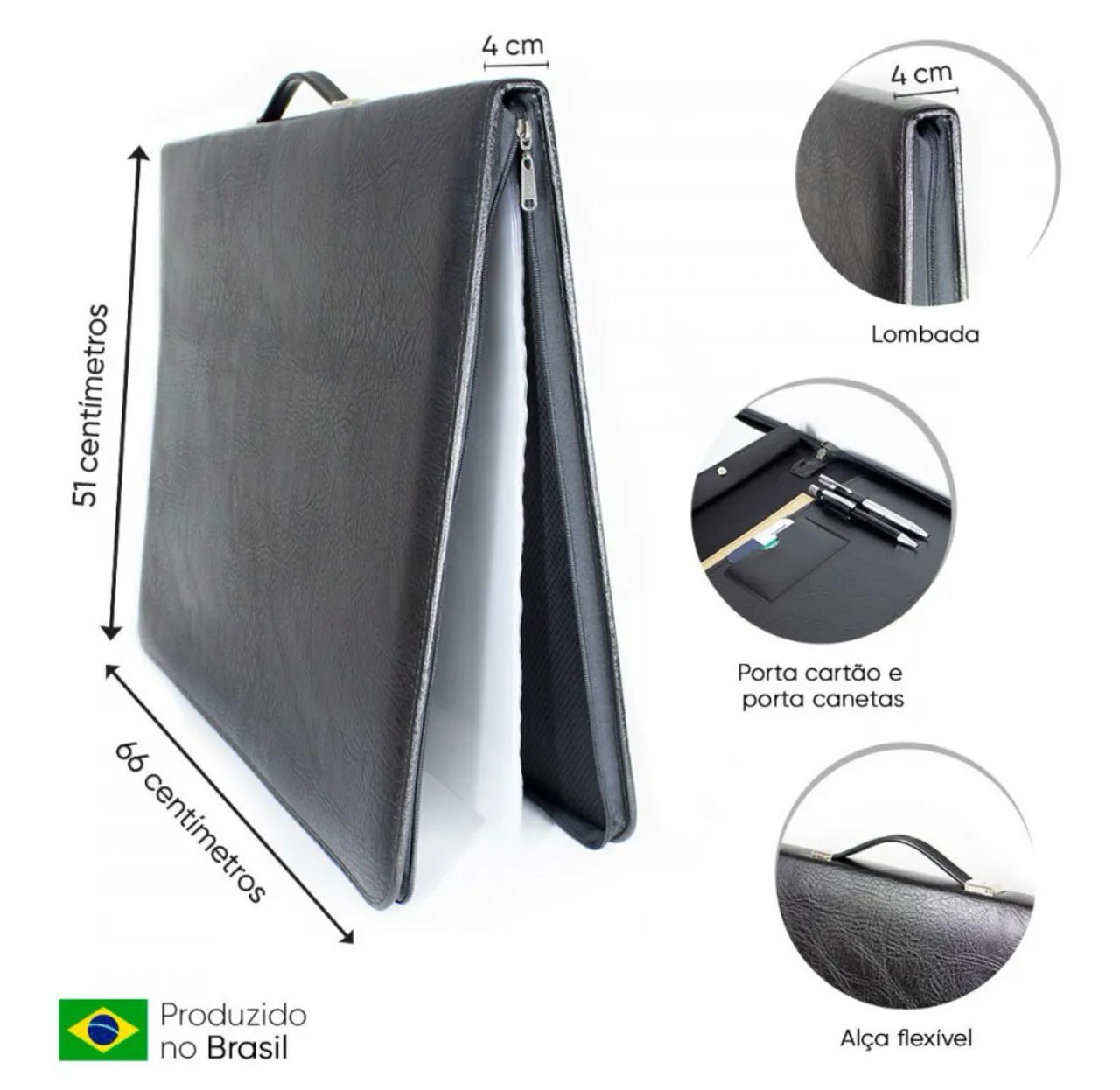 Pasta Arquivo Portfólio A2 Em Material Sintético - Foto 4