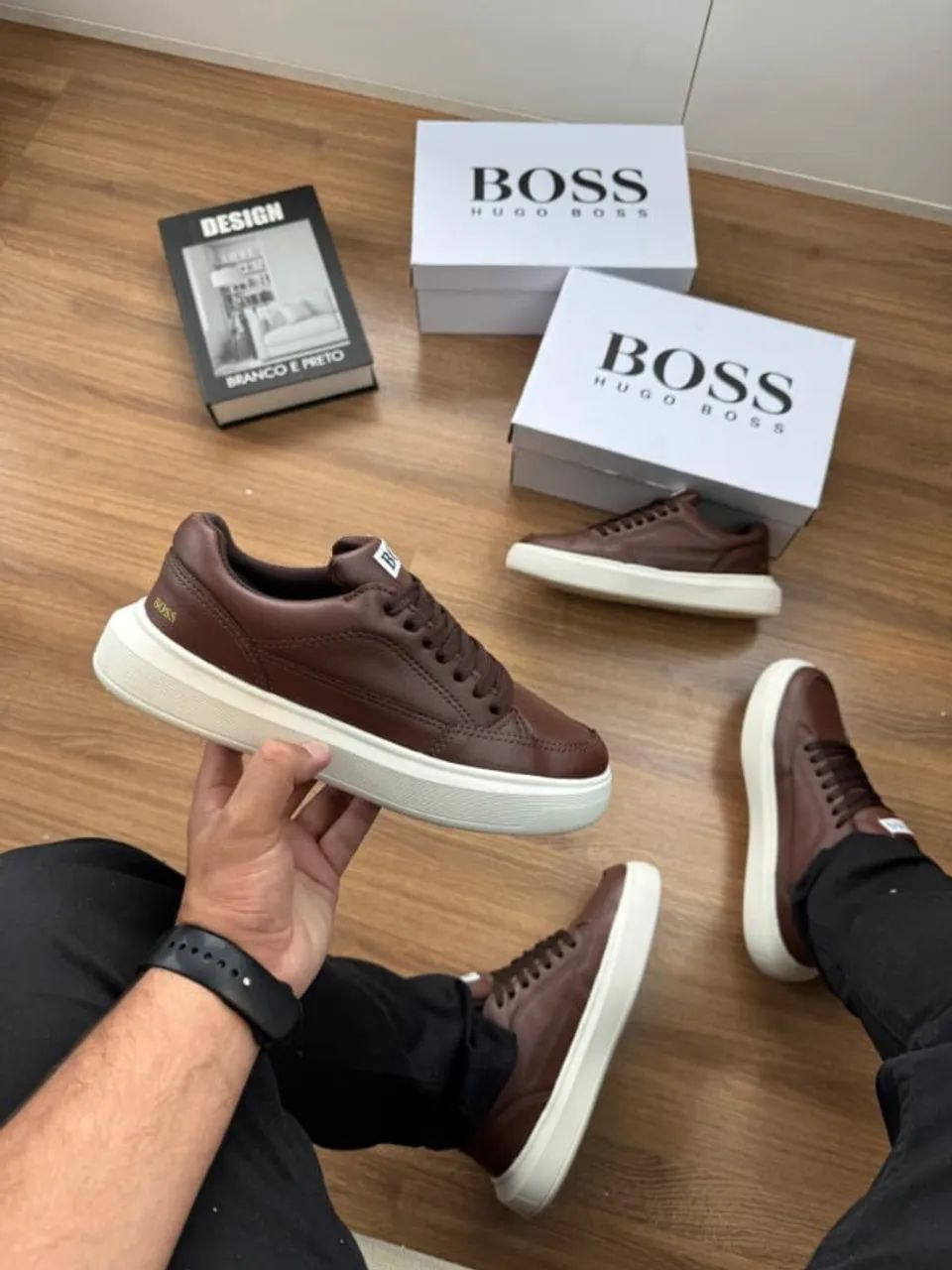 Sapatênis Hugo Boss Courino Marrom  - Foto 3