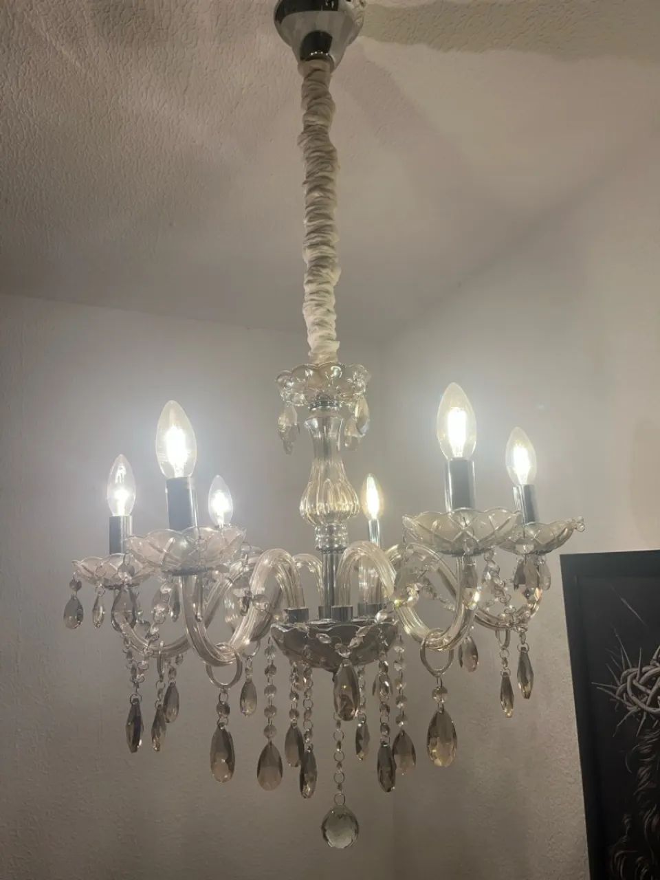 Lustre de Cristal 6 Lâmpadas - Candelabro 