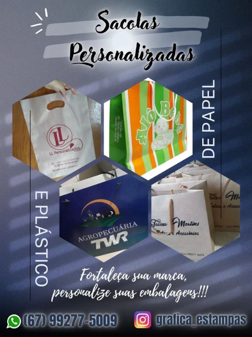 Sacola de papel e plastico personalizadas