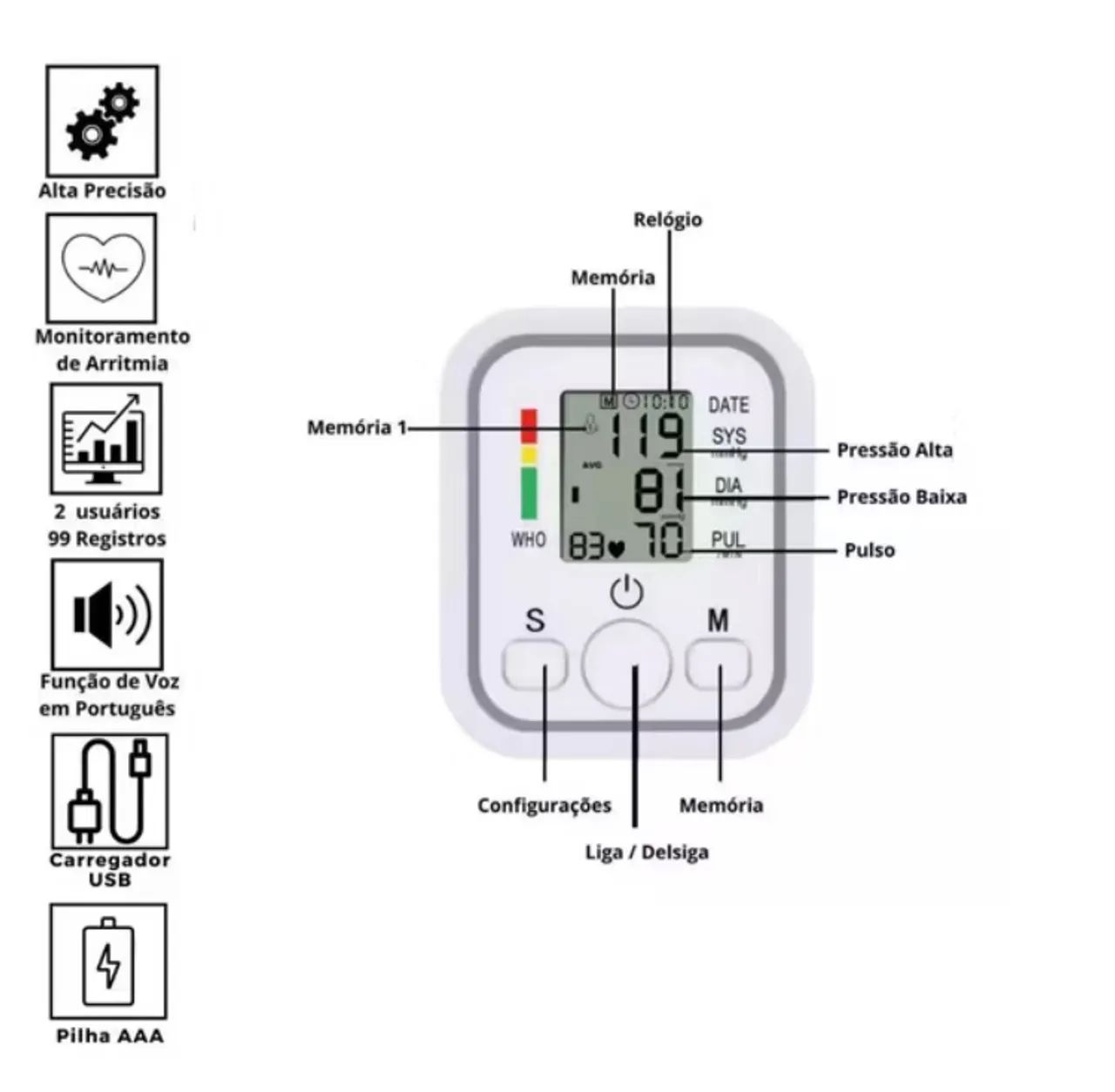 Aparelho medidor de pressão arterial digital 