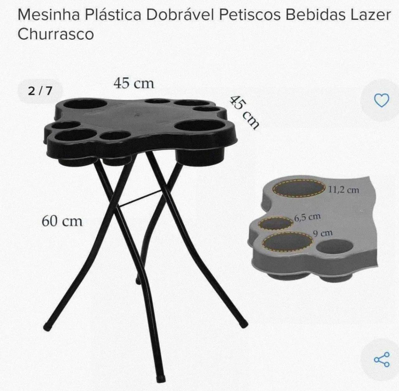Mesa Dobrável Petisqueira com Porta Copos - Foto 4