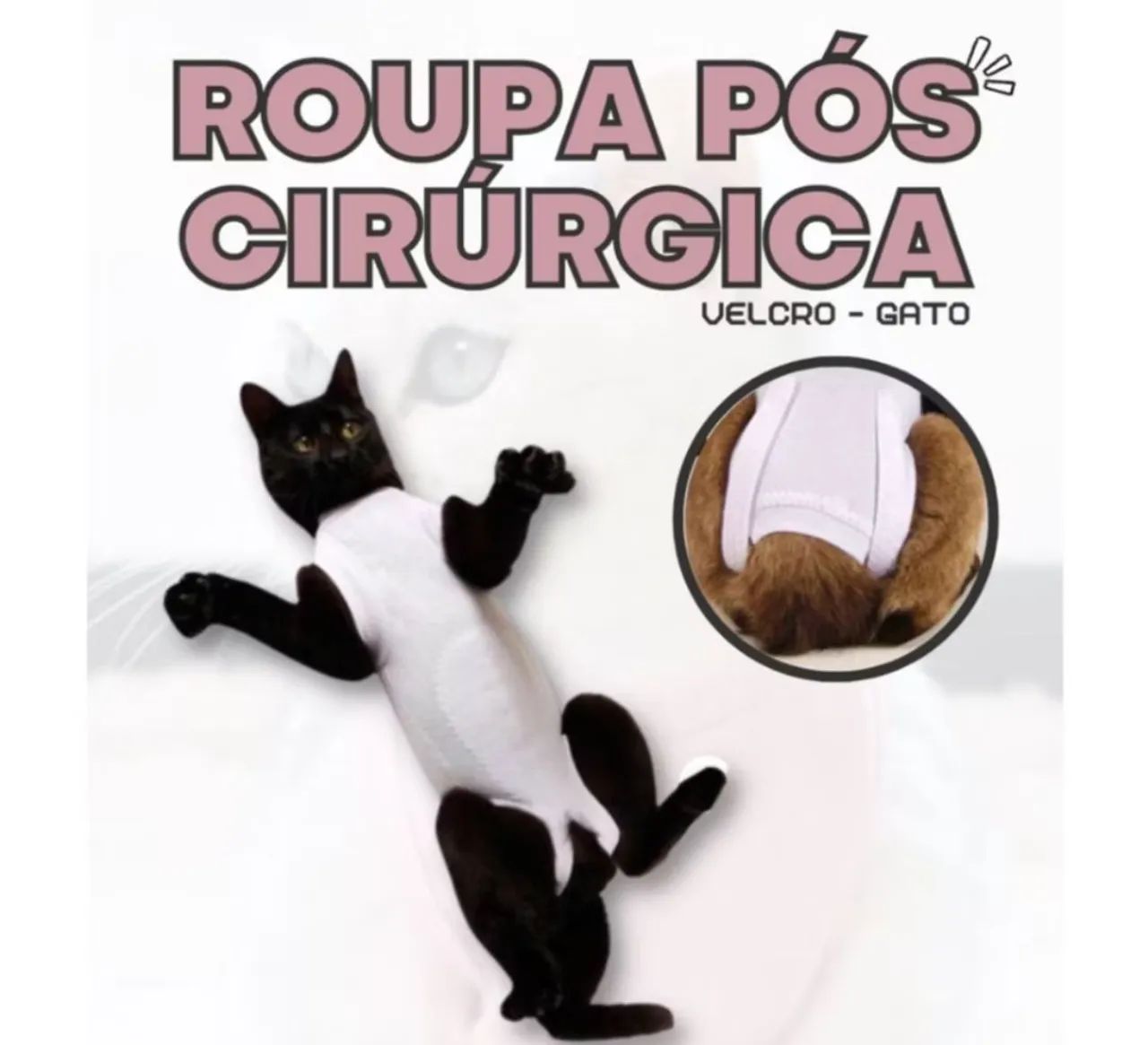 Roupa Pós-Cirúrgica com Zíper para Gatos e cães de pequeno porte  - Foto 5