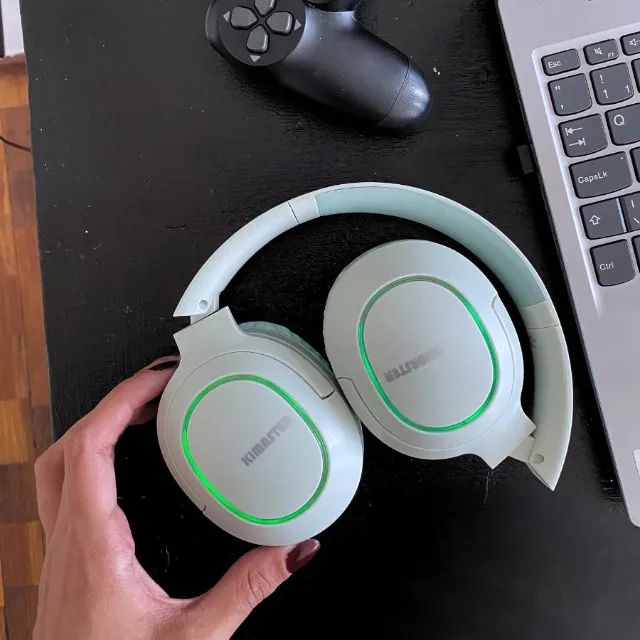 Headset gamer bluetooth com RGB com microfone removível k25 Kimaster - Foto 2