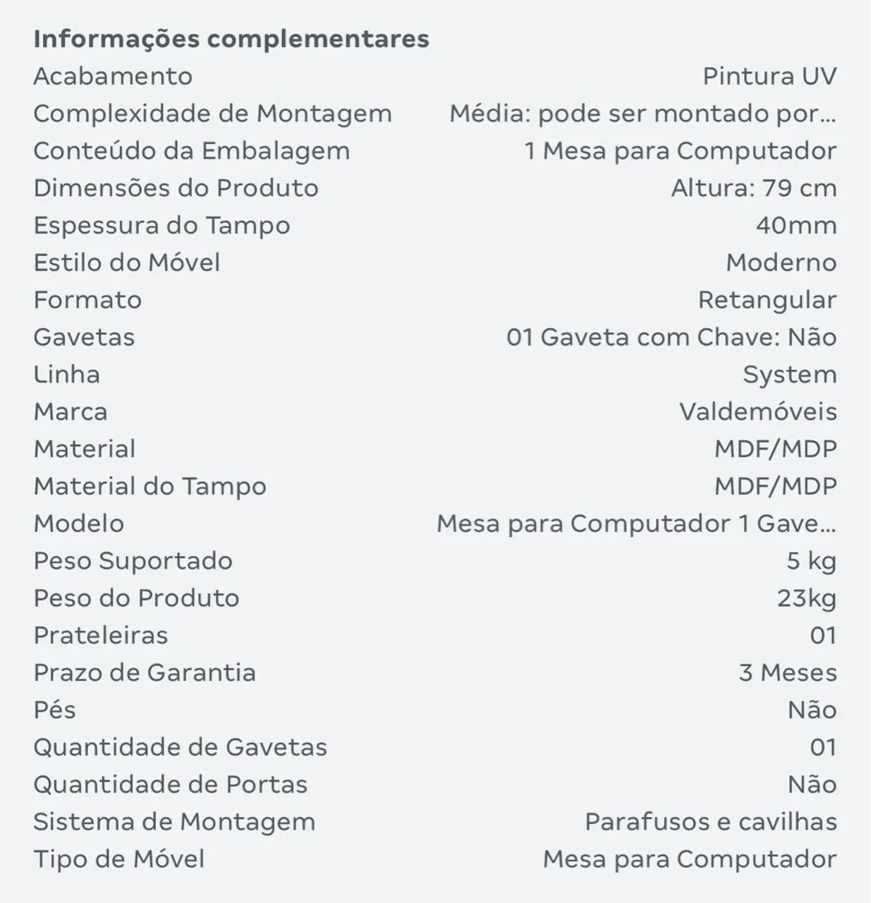 Mesa para computador 1 Gaveta - Foto 4