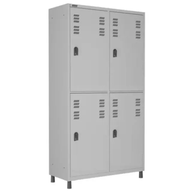 Roupeiro de Aço Insalubre 4 Portas 1,84x1,02x0,42m Cinza Durável e Seguro Modelo 17015