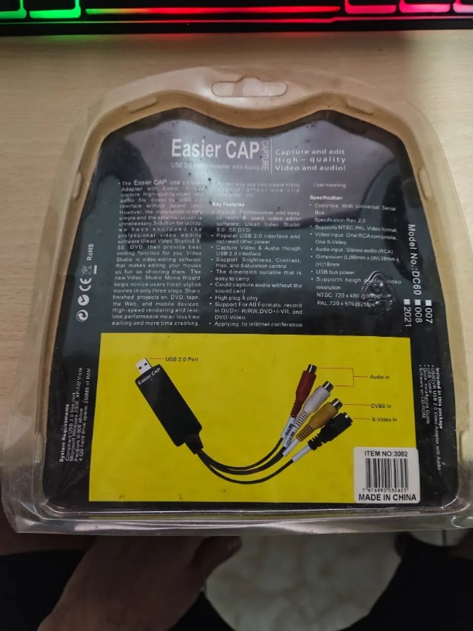 EASIER CAP Placa De Captura De Video Usb Para Vhs Dvd Xbox Ps2 Rca Dc60 - Foto 2