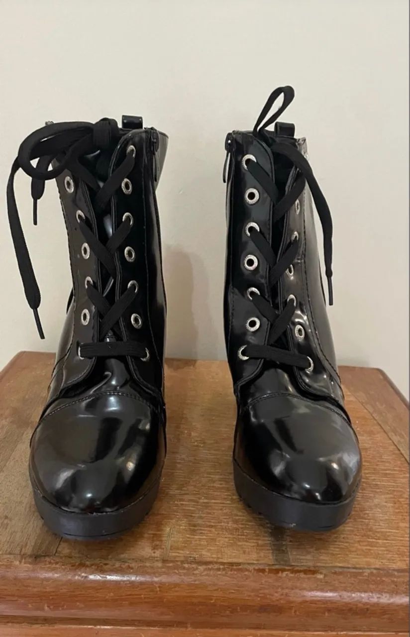 New Black Patent Leather Boot64628725678851121