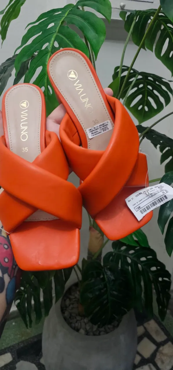 Tamanco feminino laranja via uno Calça 35 entrega gratuita em João Pessoa