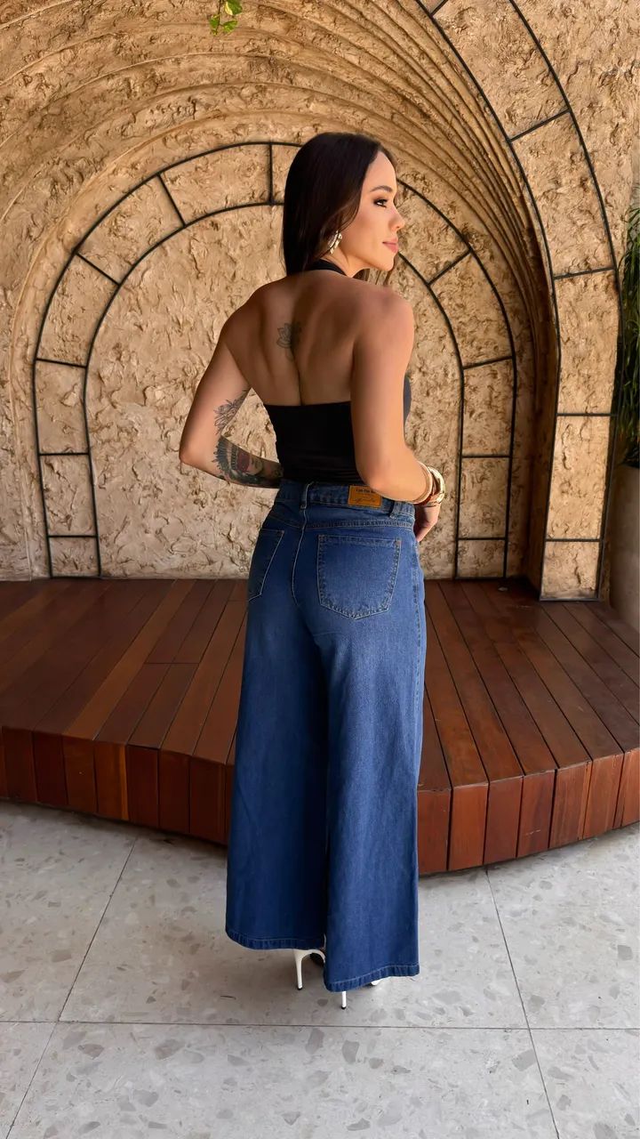 Calça Pantalona Jeans sem Lycra  - Foto 4