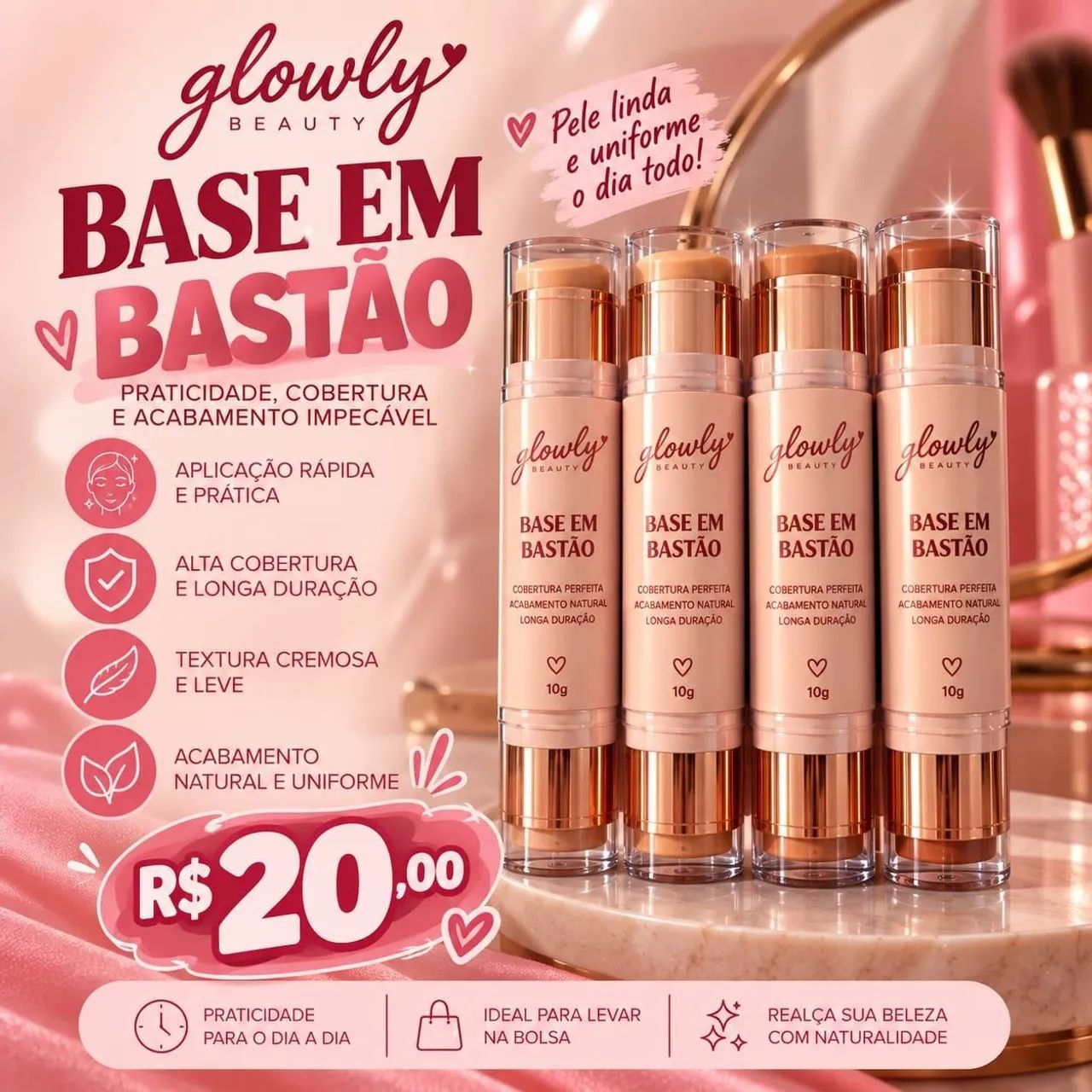 2 em 1 Base e iluminador 