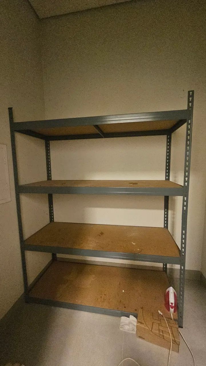 Ultra-resistant steel shelving unit, ideal for warehouse, inventory, garage, or office.