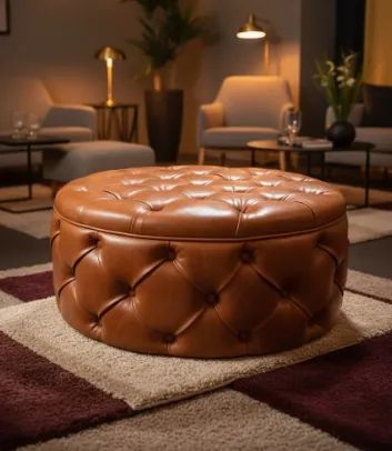 Puff Redondo Capitone Luxo 90 Cm