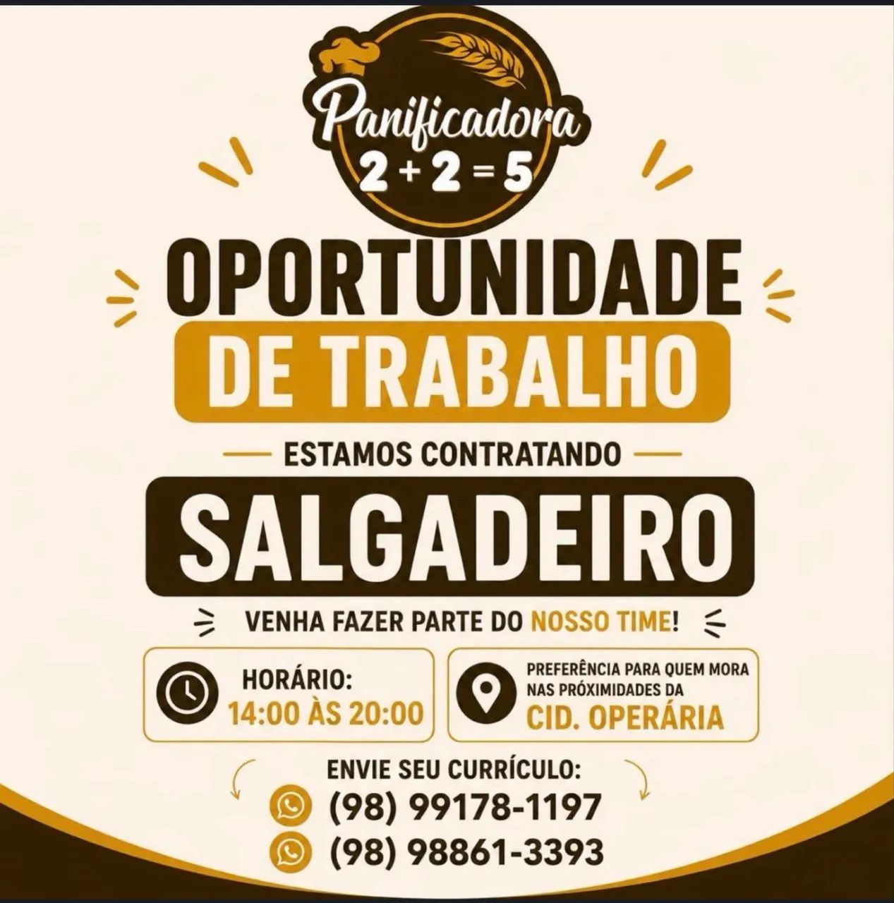 Oportunidade de emprego para SALGADEIRO