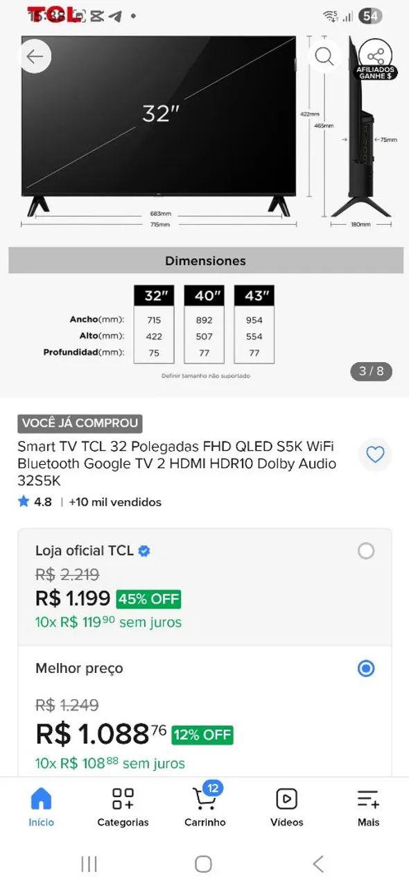 Vendo 2 smart TV 32 polegadas  ,marca tcl. Novas ,cada 1 por 750,00 cada 1. - Foto 4