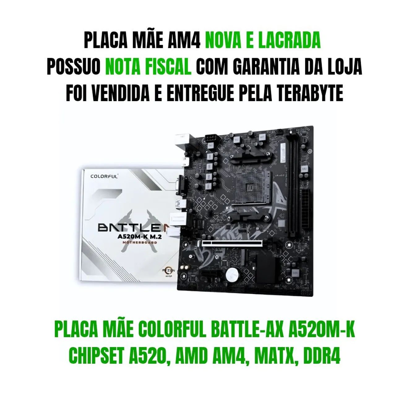 PLACA MÃE AM4 COLORFUL BATTLE-AX A520M-K - NOVA E LACRADA