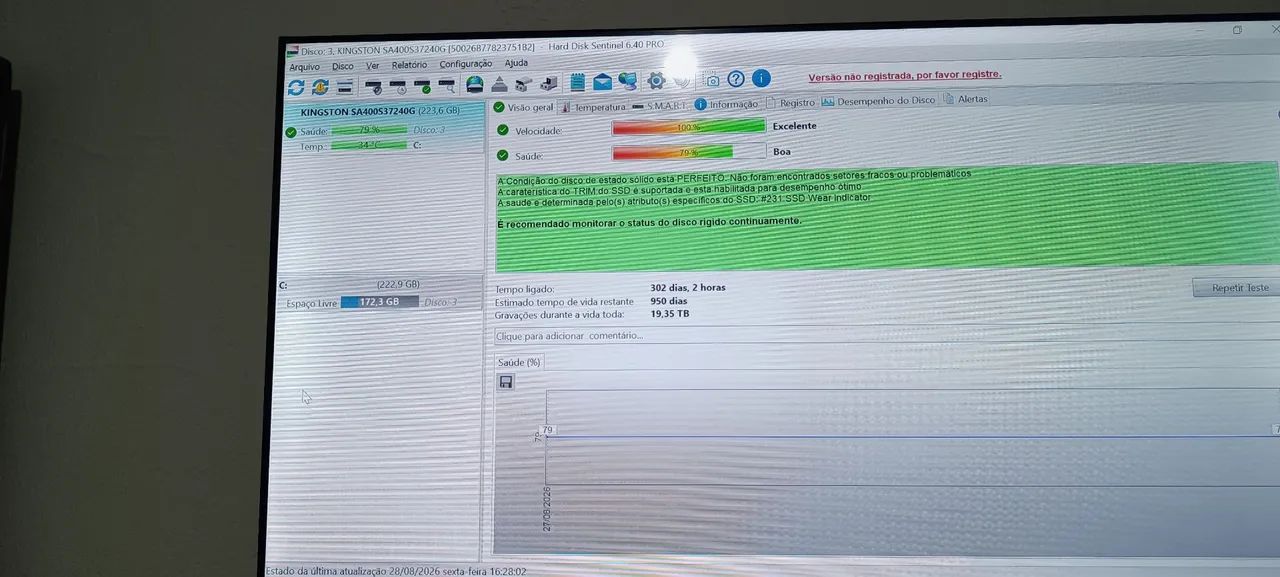 SSD Kingston 240 GB saúde %79 funcionando perfeitamente já formatado  - Foto 3