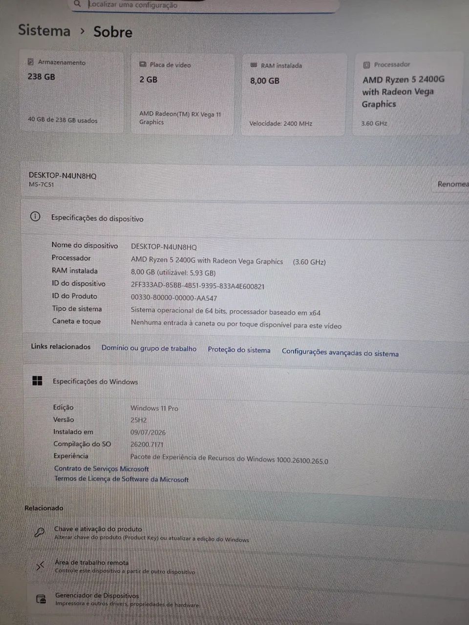 CPU Ryzen 5 2400G 8GB SSD 240GB - Foto 3