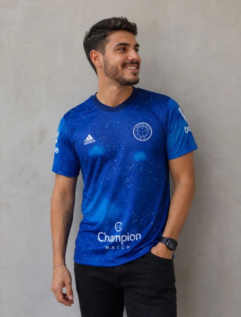 Camisa Azul Estampa e Galáxias G