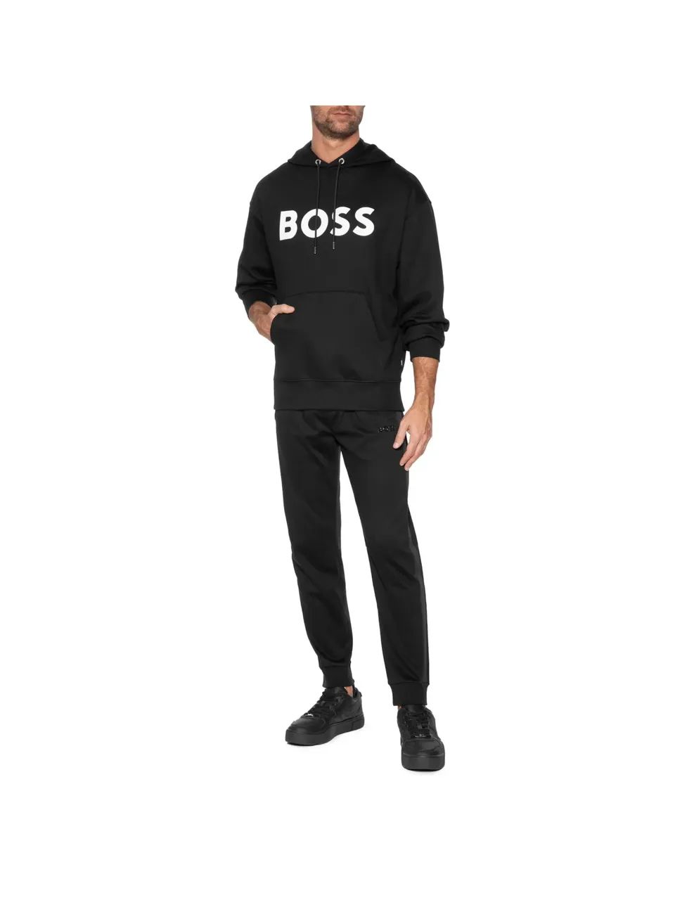 Blusa Masculina de Moletom com Gorro Sullivan Preto Boss