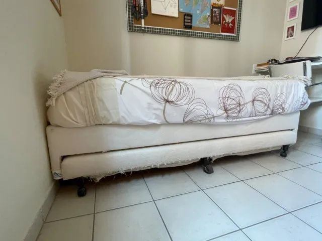 Bicama de Solteiro Estofada com Colchão + Cama Auxiliar - Foto 2