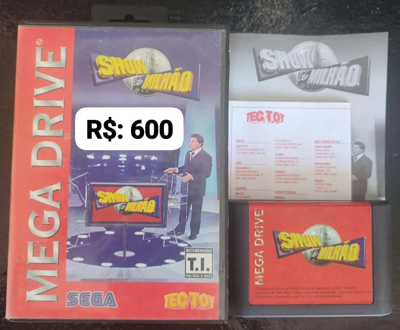 Show do Milhão = R$: 600