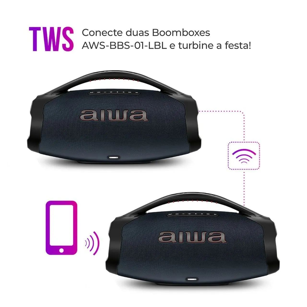 Caixa de som Aiwa Boombox Plux Aws-Bbs-01-B - Foto 4