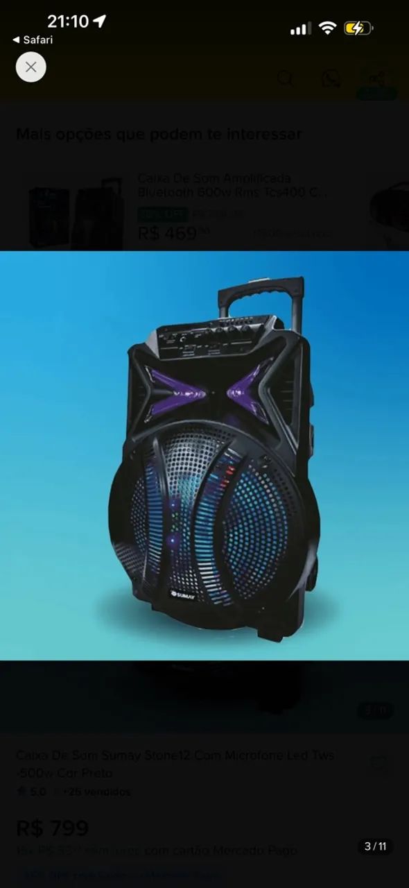 CAIXA DE SOM CAP52 SUMAY STONE 12 550W - Foto 4