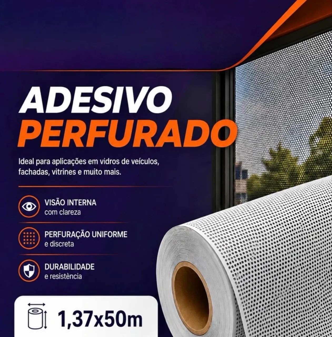 ADESIVO PERFURADO BRANCO 1.37x50m 