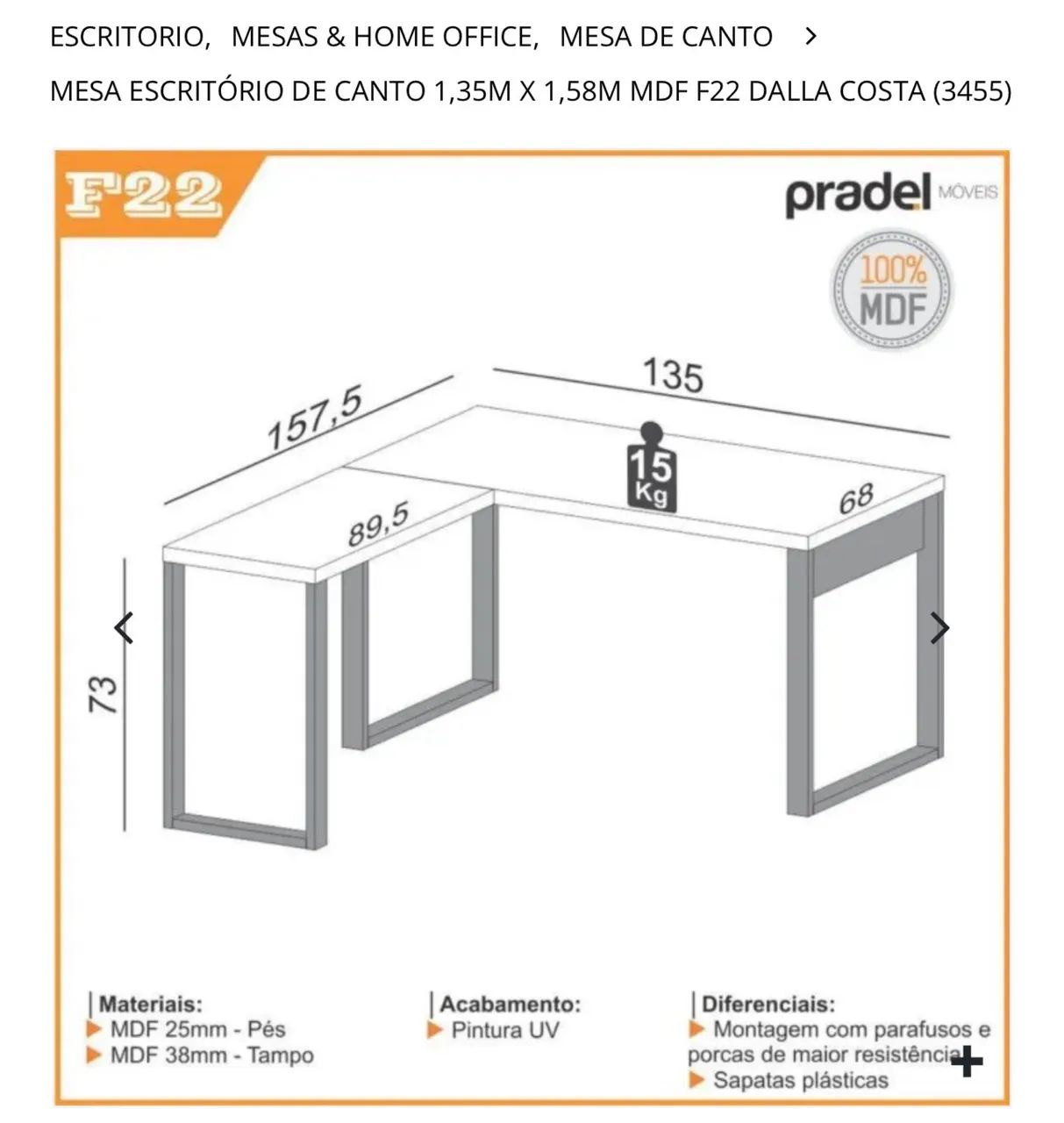 Mesa Escritório em L - Foto 2