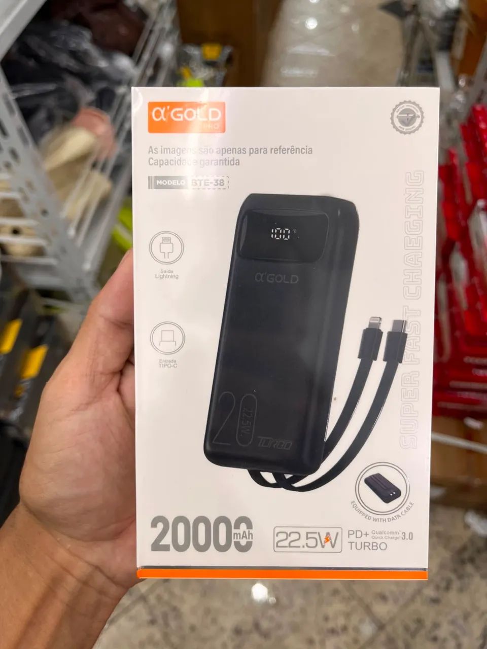 Power Bank Carregador Portátil 20.000mah Turbo 22.5w Agold BTE-38