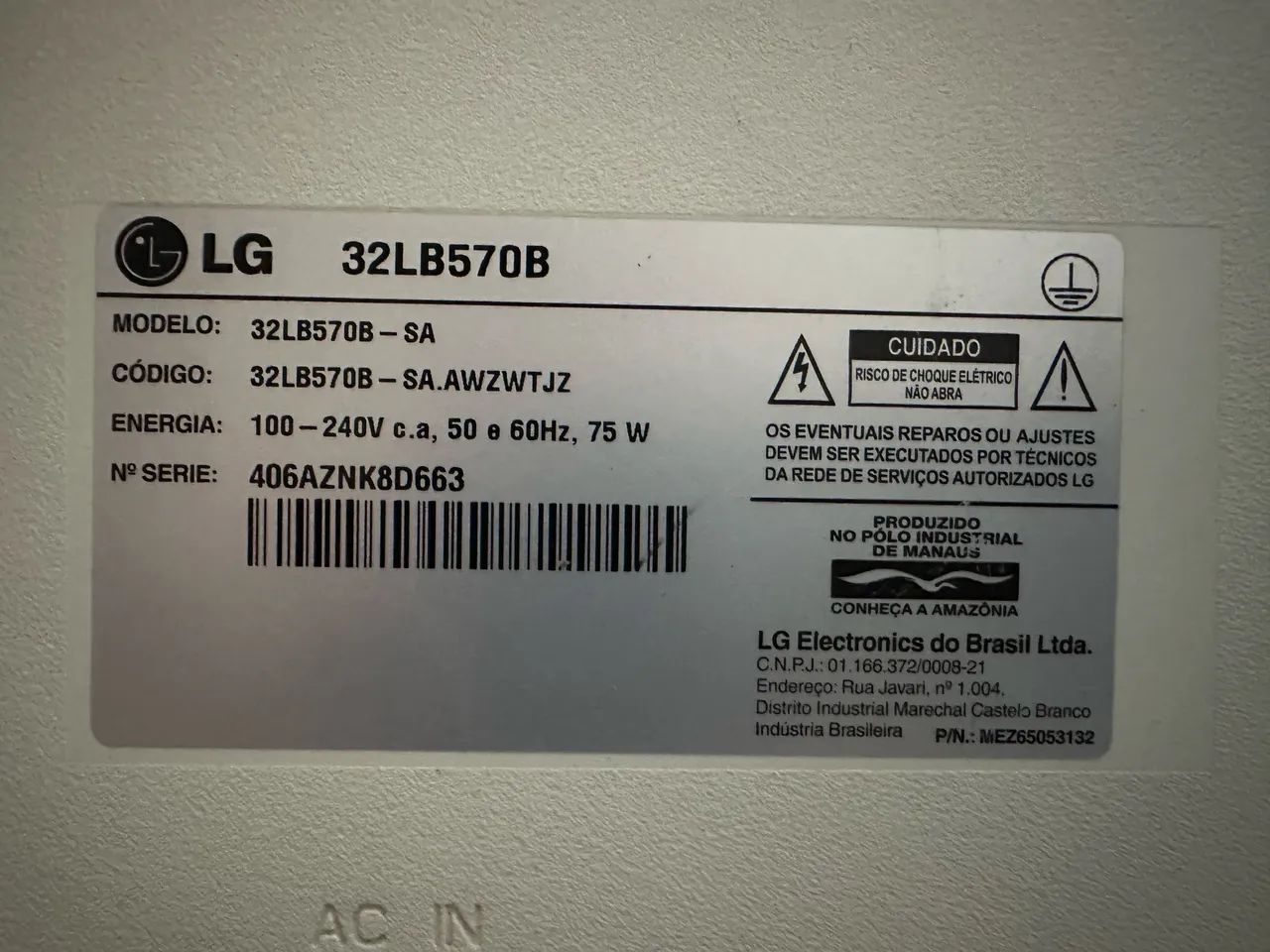 Vendo Smart TV LG 32lb570b usada