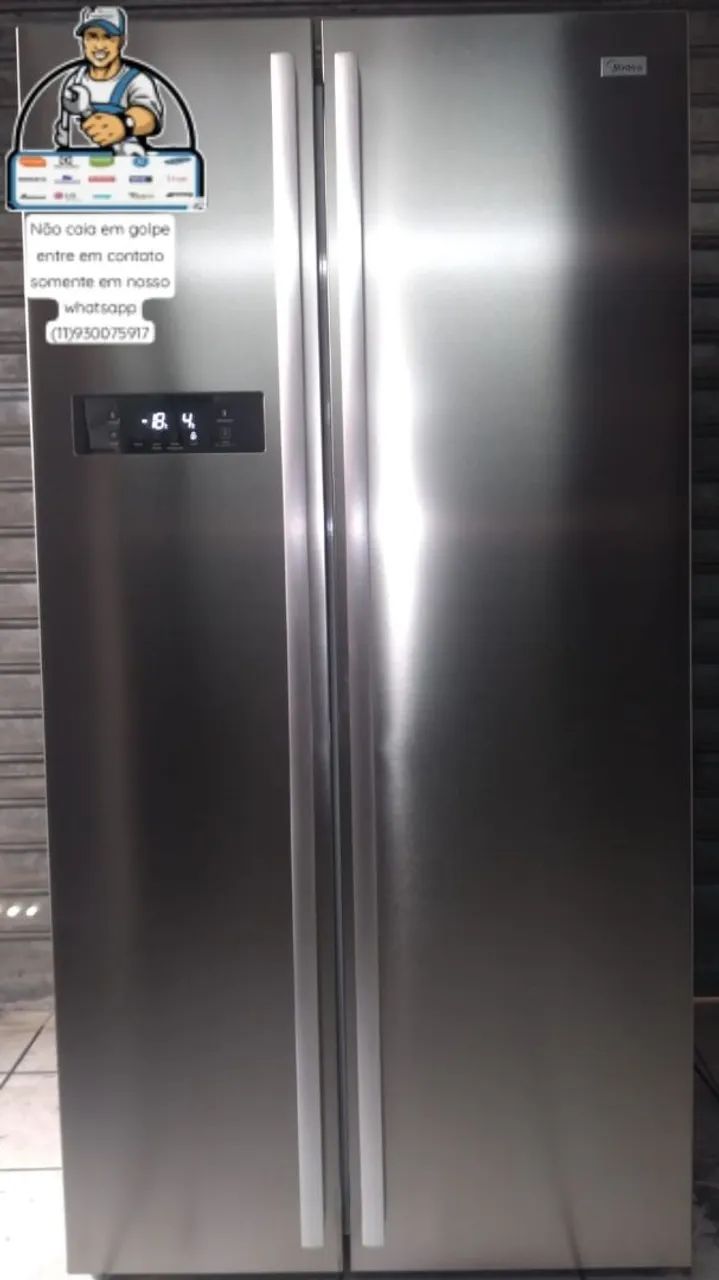 Geladeira  side by side midea inox 