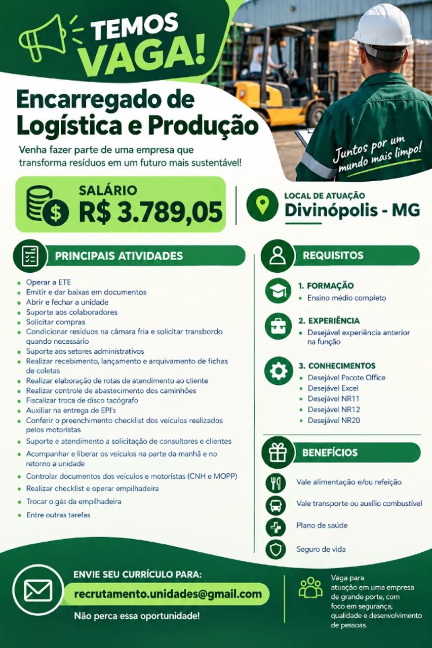 Encarregado de Logística e Produção 