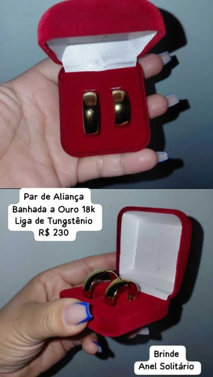 Par de Aliança Banhada a Ouro 18k 