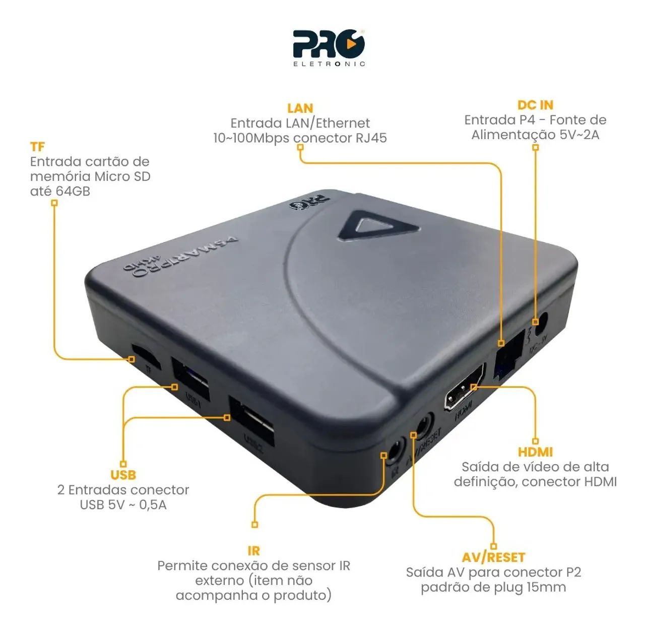 TV Box Proeletronic SmartPro PROSB-3000 4K, com Android 10 e 16GB - Foto 2