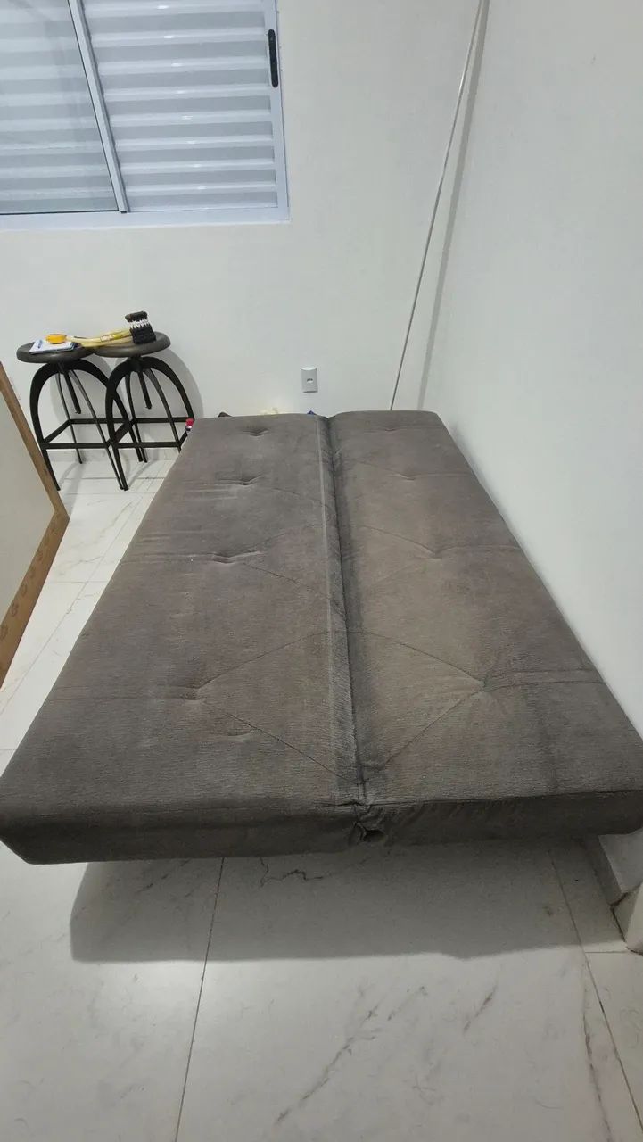 Sofá-Cama Retrátil/Reclinável Suede Cinza - Foto 3