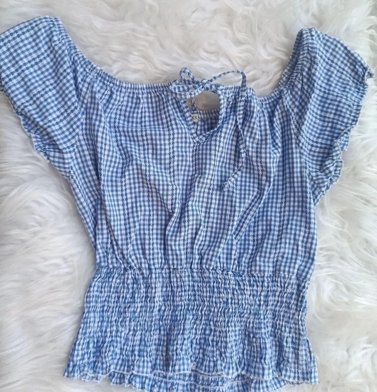 Blusa ciganinha xadrez Tam PP 