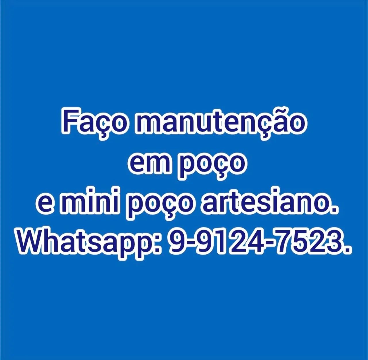Faço manutenção em poço e mini poço artesiano.