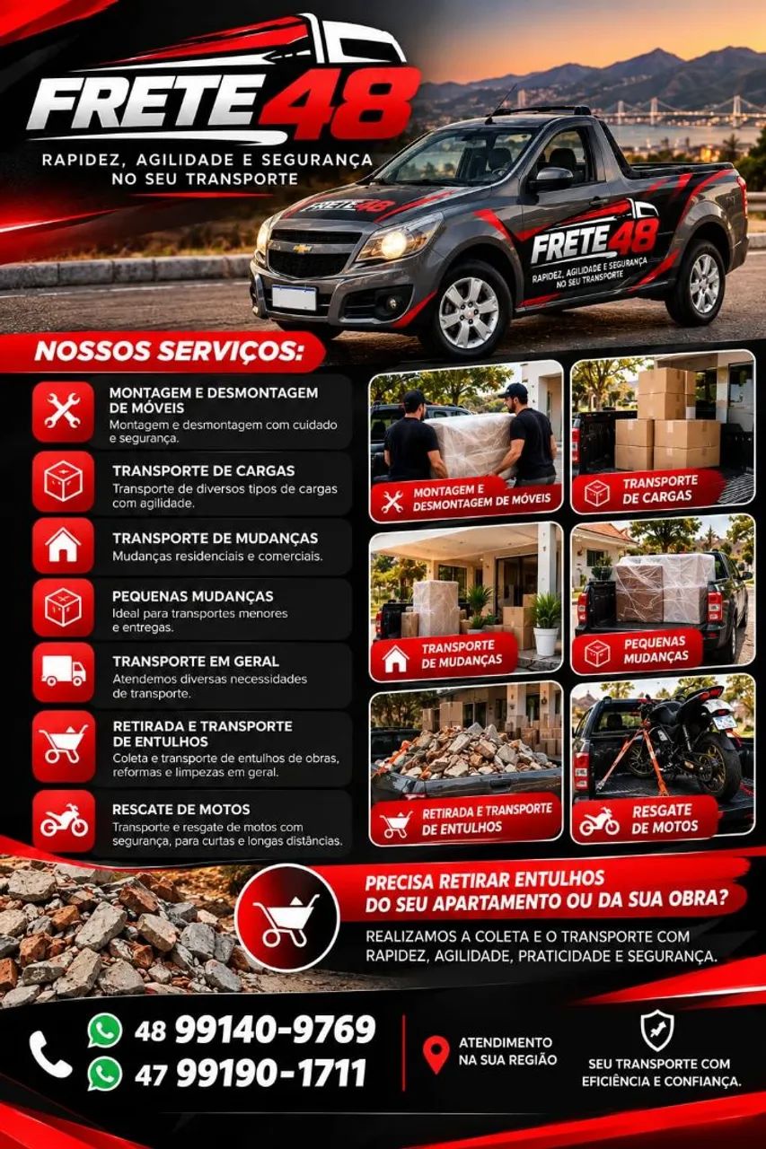Frete , montagem e desmontagem de móveis. 