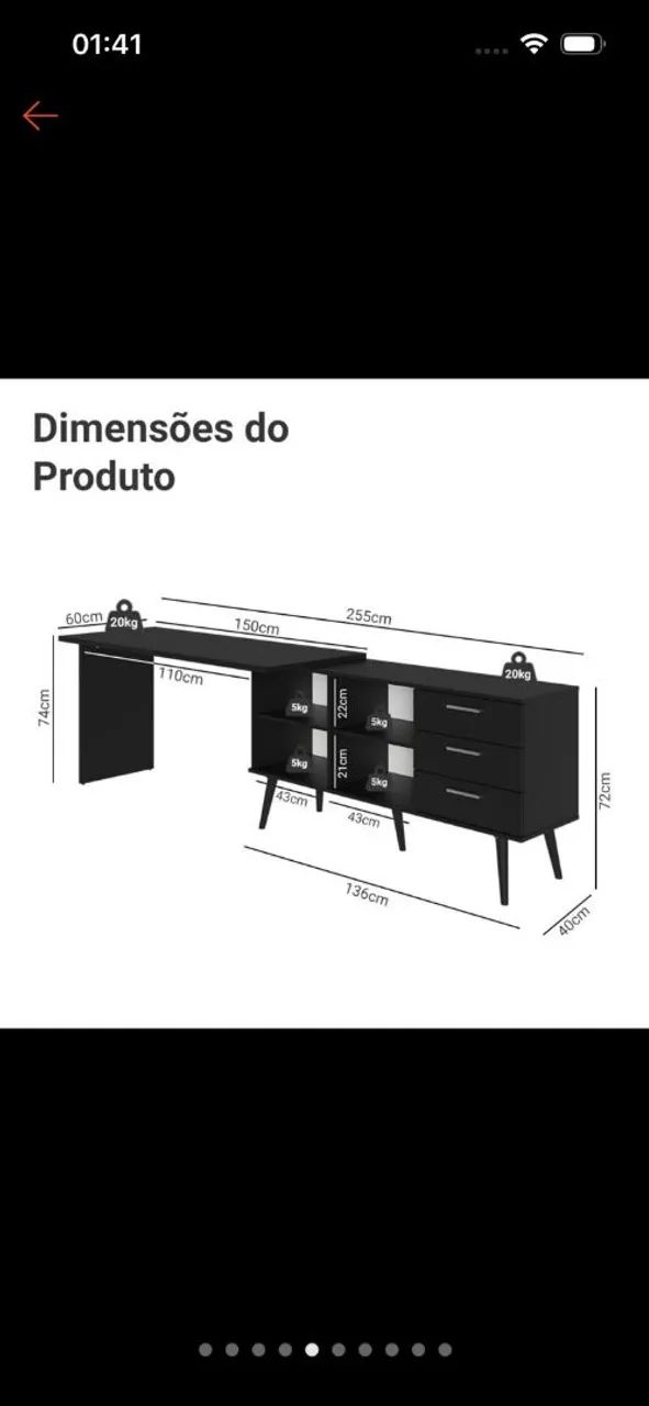 Mesa de escritório em L com gavetas - excelente estado - Foto 4