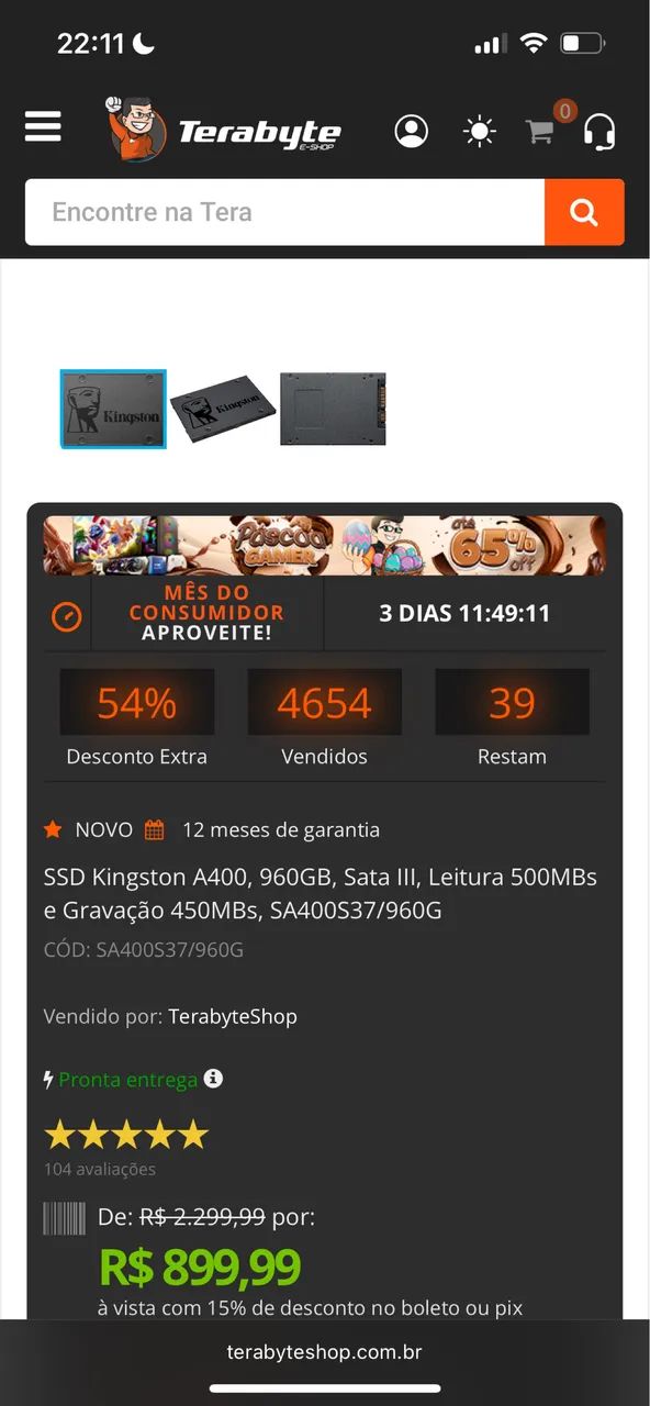 SSD 960GB Kingston 417147022066984964