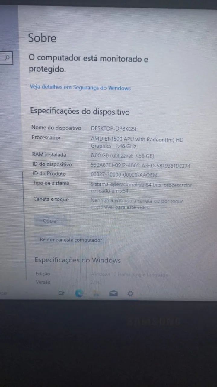 Notebook Samsung AMD 8gb windows 10 - Foto 3