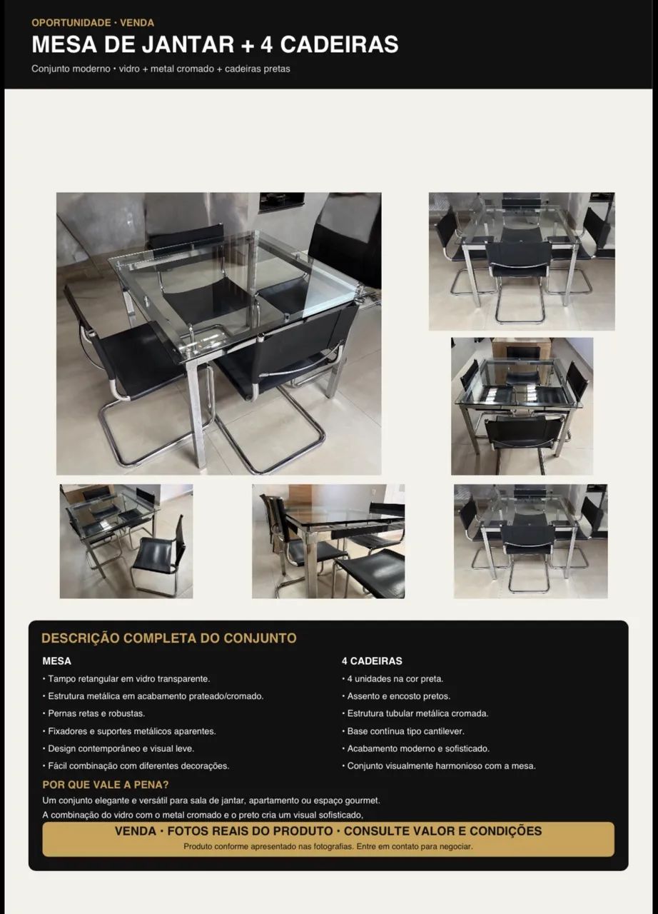 Mesa de jantar com quatro cadeiras 