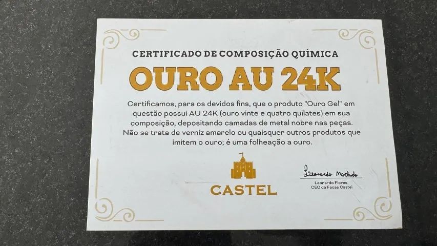 Faca Full Gold 24k Forjada 14' Polegadas + Bainha em Couro - Foto 5