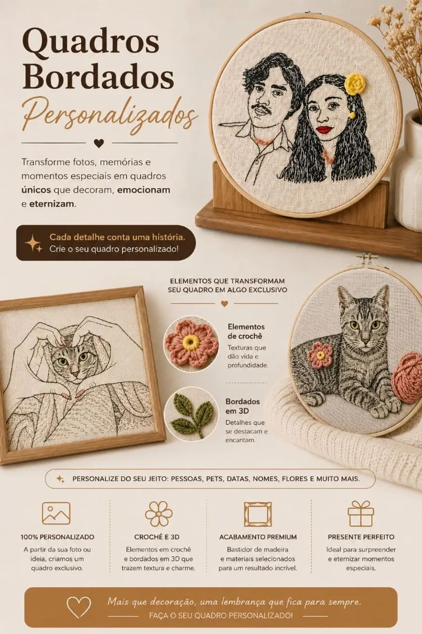 Quadros bordados.