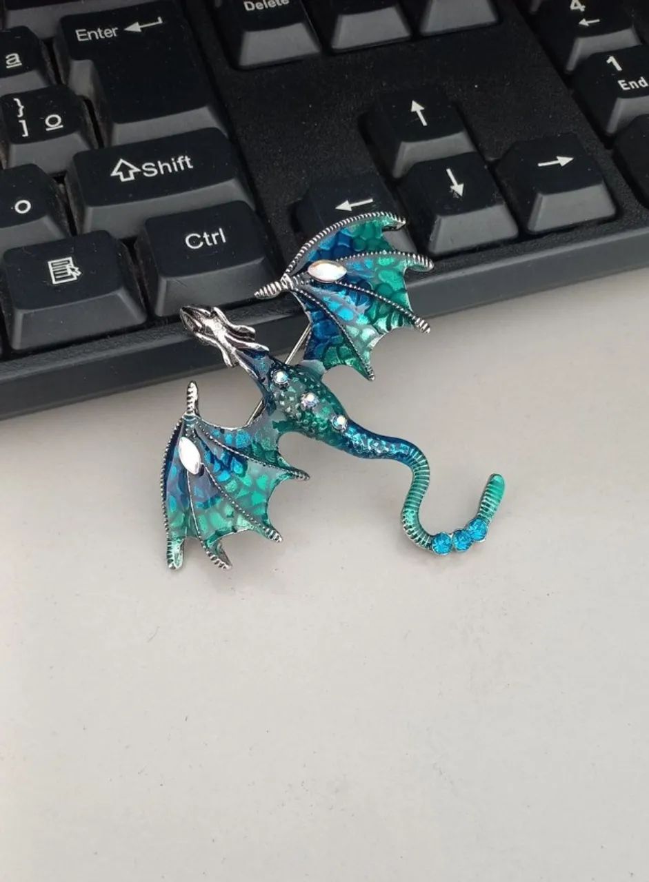 Broche de Dragão Asas Azul e Verde (novo) - Foto 4