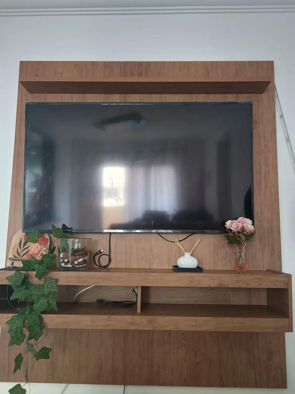 Painel grande MDF amadeirado pra tv até 65 polegadas 